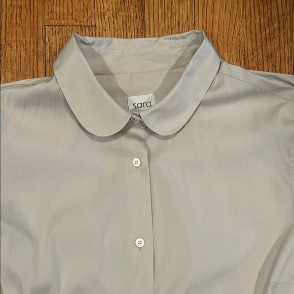 Sara Roka Taupe Elegant Button-Down Top Size 42 - Picture 12 of 16